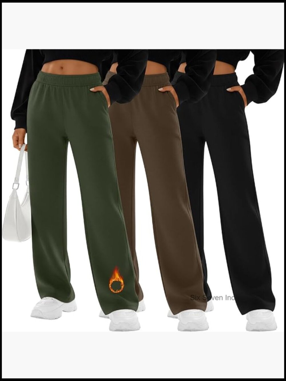3 Pack Fleece Sweatpants Thermal Baggy Wide Leg High Waist Drawstring Lounge